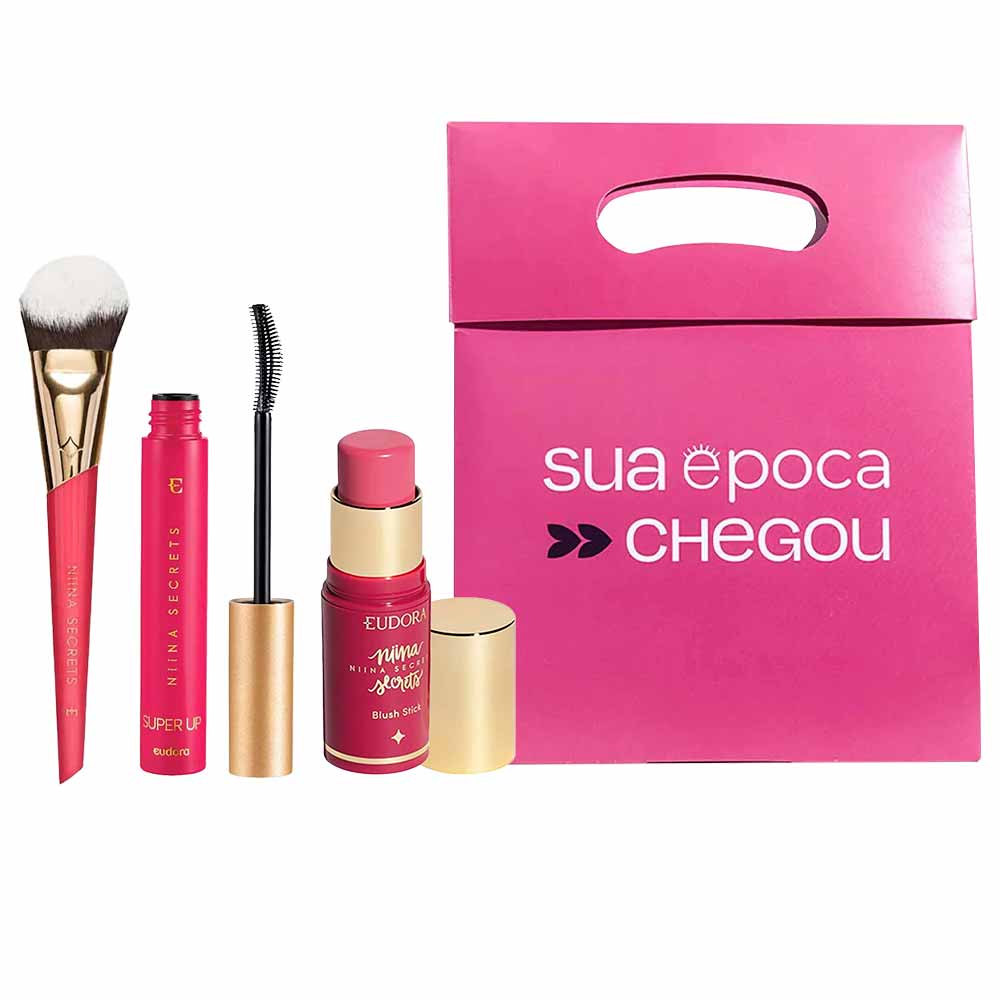Kit de Natal Niina Secrets - Blush Stick + Pincel Multifuncional + Máscara de Cílios + Sacola Presenteável